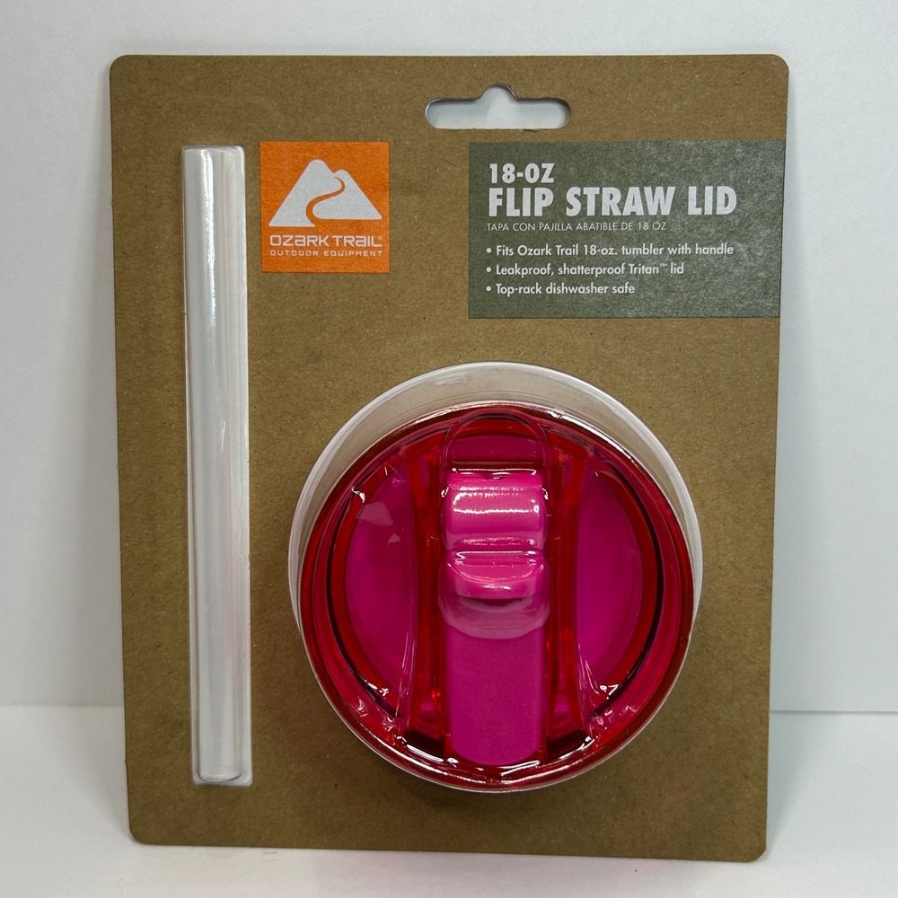 Ozark Trail 18-oz Flip Straw Lid Hot Pink Replacement for Tumbler with Handle